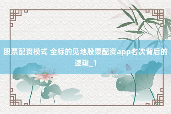 股票配资模式 全标的见地股票配资app名次背后的逻辑_1